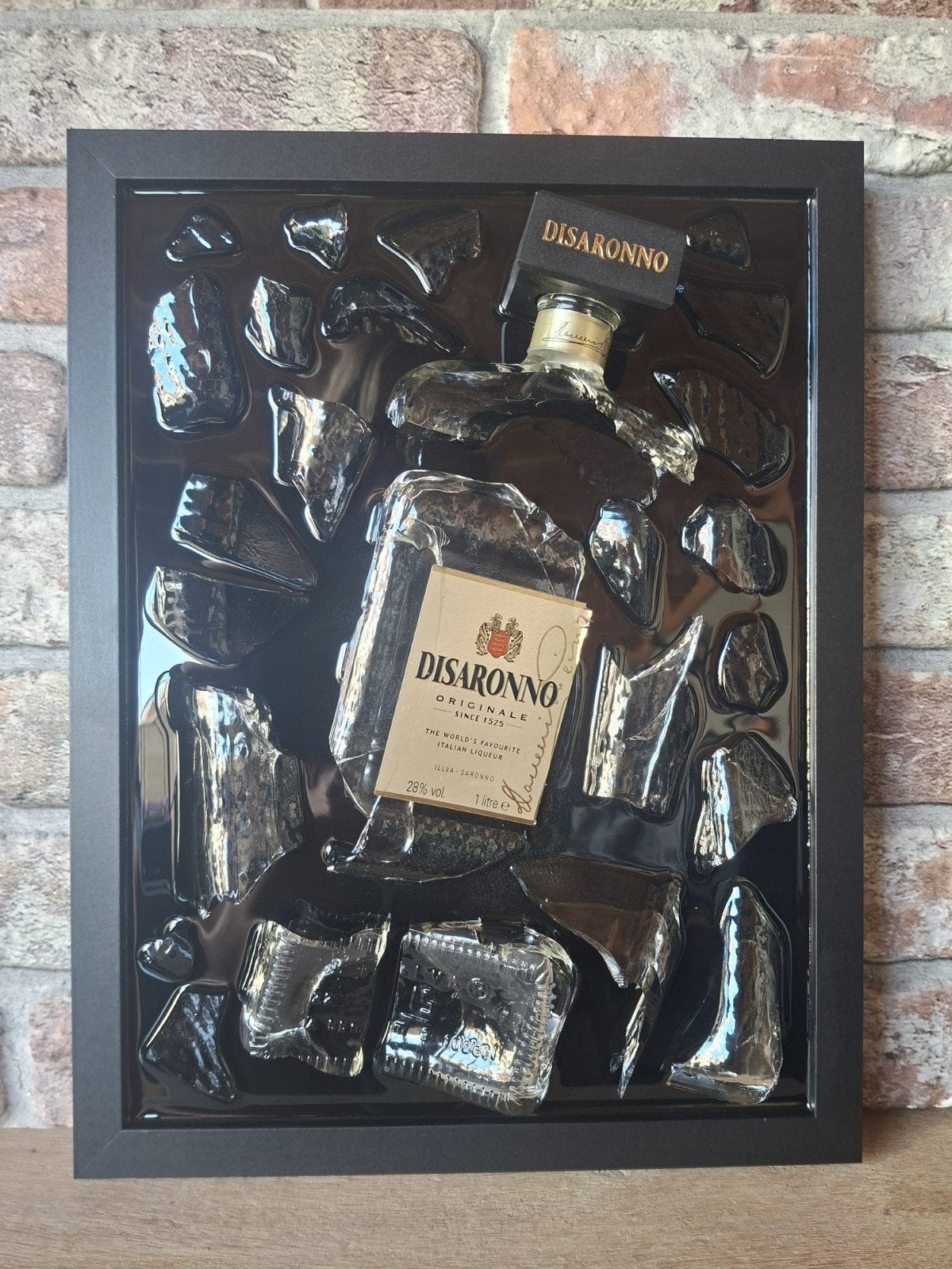 Amaretto Disaronno fles  in een lijst 43x33 met Epoxy, Ophalen of Verzenden