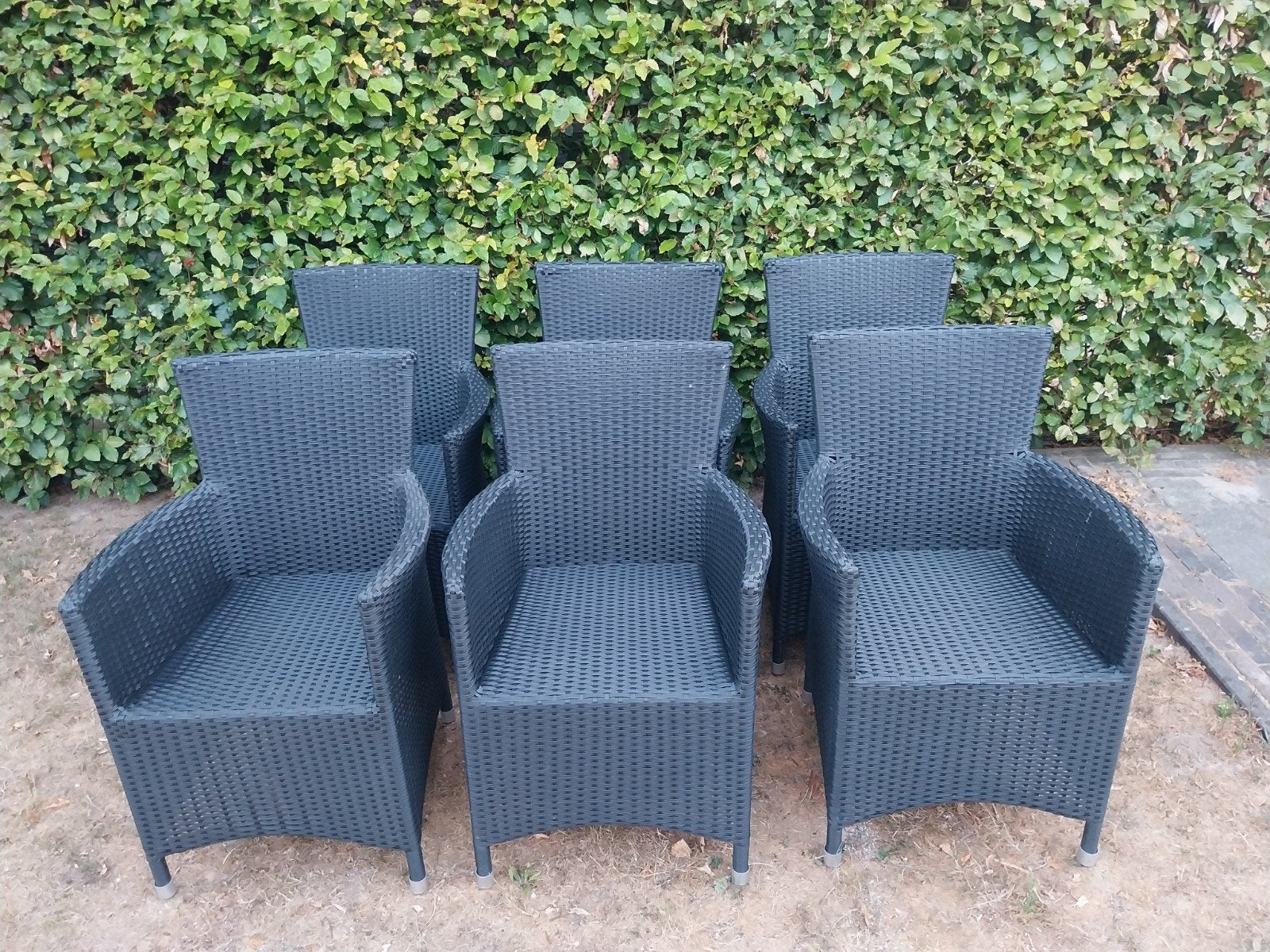 6 Tuinstoelen, Wicker, in goede staat, Tuin en Terras, Ophalen, Zo goed als nieuw, Wicker