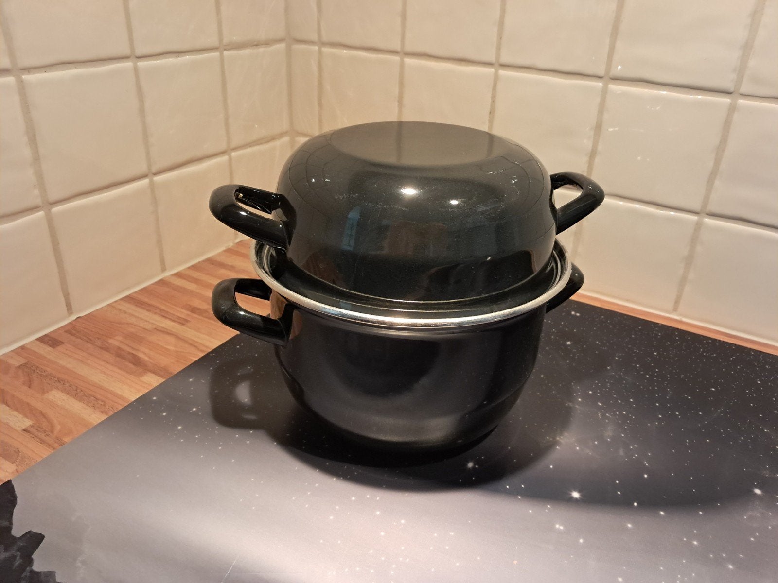 Mosselpan - Zo goed als nieuw, Ophalen of Verzenden, Zo goed als nieuw, Overige materialen, Kookpan of Snelkookpan
