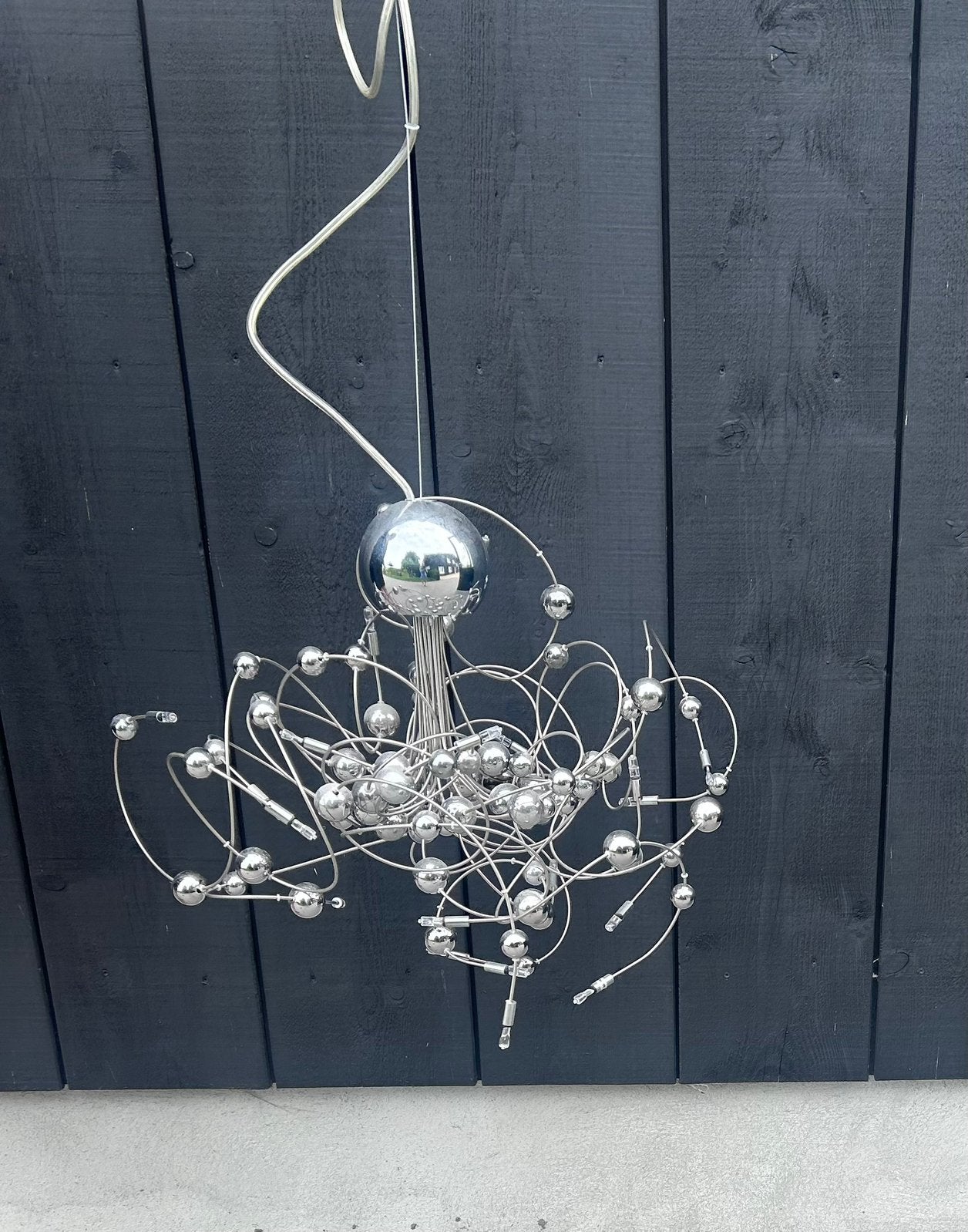 Vintage Design Spaghettilamp hanglamp lamp bollen space age, Ophalen, Gebruikt, Metaal, Space age
