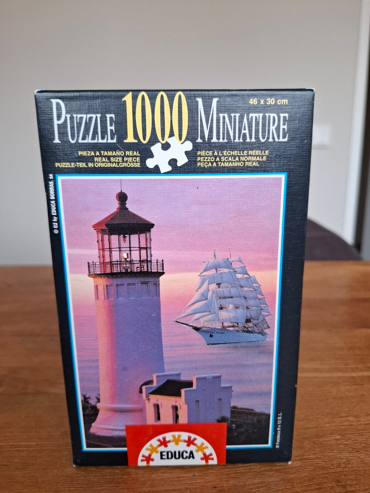 Educa 1000 Miniature Puzzel - Vuurtoren & Zeilschip, Ophalen of Verzenden, 500 t/m 1500 stukjes, Zo goed als nieuw, Legpuzzel