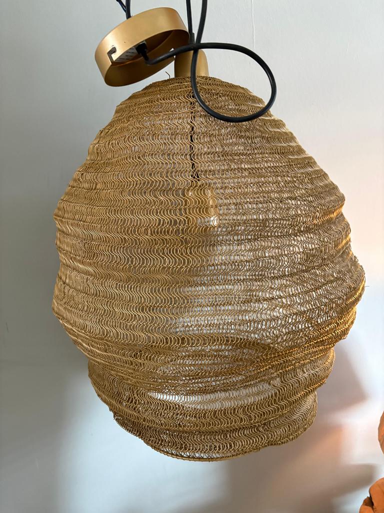 Hanglamp Fonq - Gouden Draadstructuur Design, Ophalen of Verzenden, Zo goed als nieuw, Metaal, 50 tot 75 cm