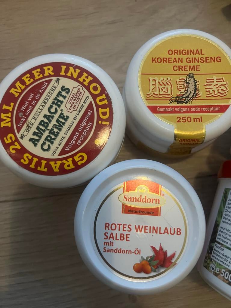 Diverse crèmes: Ambachts, Ginseng, Teufelskralle, Sanddorn, Ophalen of Verzenden, Nieuw, Bodylotion, Crème of Olie