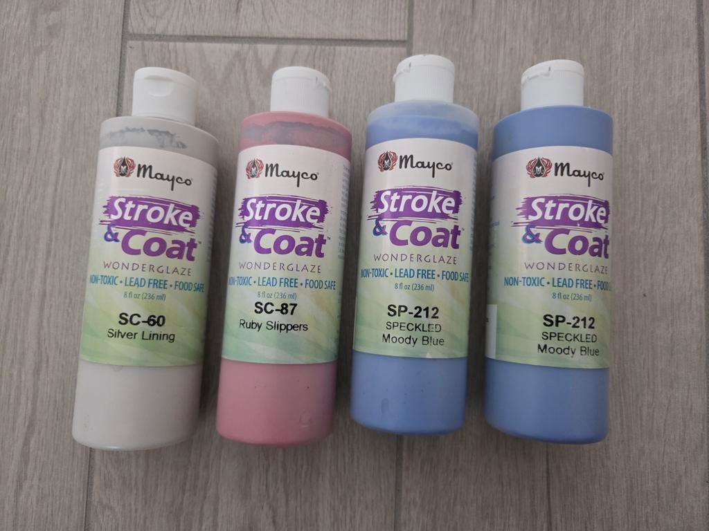 Mayco glazuur Stroke & Coat glazuur (4 flessen), Ophalen of Verzenden, Zo goed als nieuw