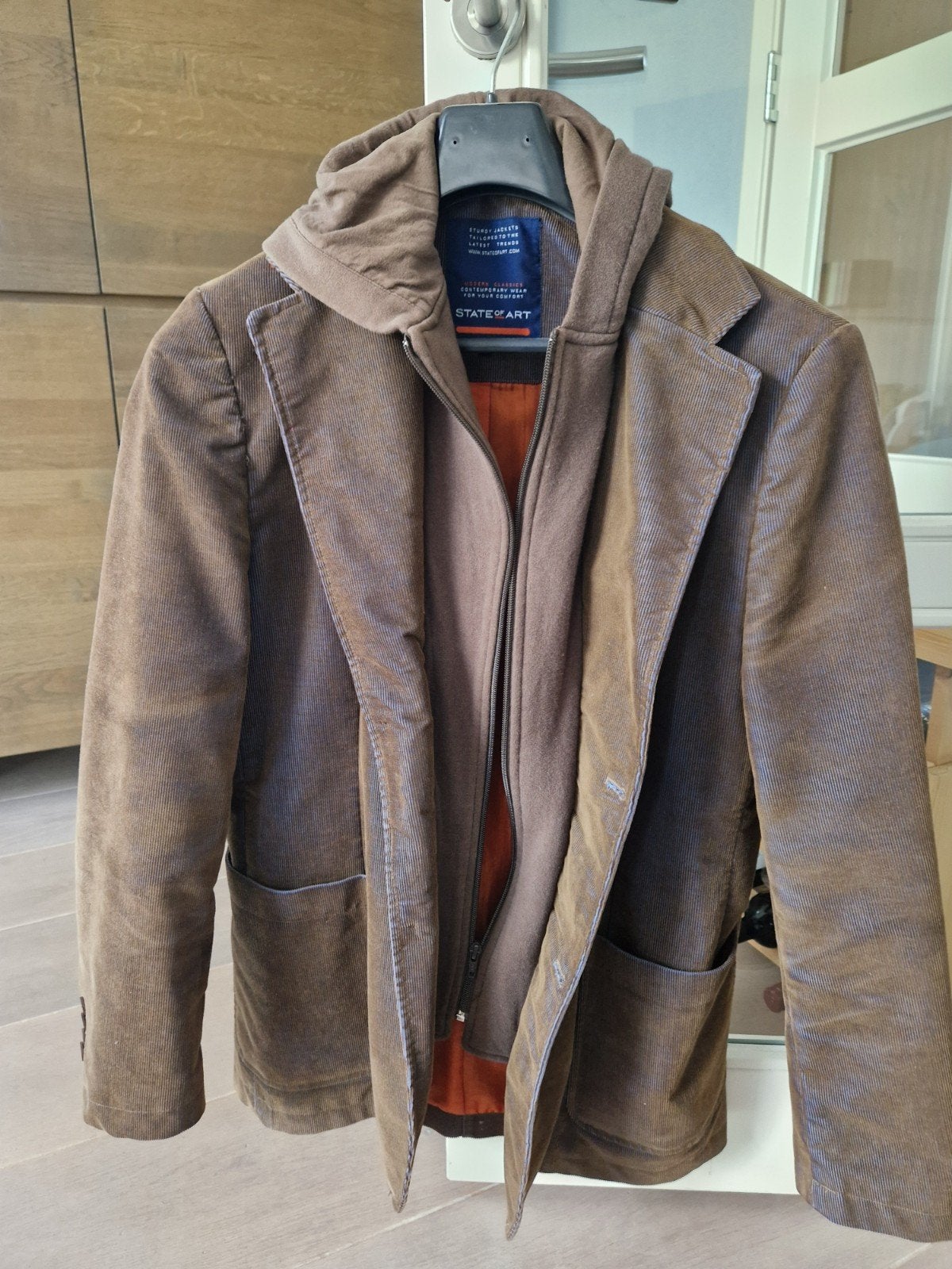 Stijlvol Bruin Corduroy Colbert met Capuchon - Maat L, State of Art, Maat 52/54 (L), Bruin, Ophalen of Verzenden