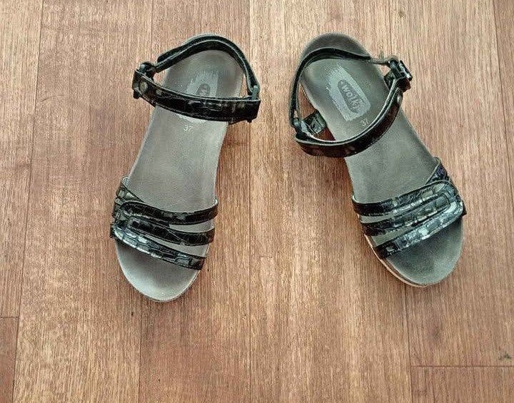 WOLKY leren sandalen, maat 37, 1x aangehad, Kleding | Dames, Ophalen of Verzenden, Zo goed als nieuw, Sandalen of Muiltjes