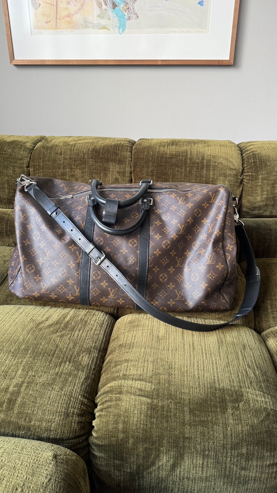 Louis Vuitton Keepall Bandoulière 55, Ophalen of Verzenden, Bruin, 30 cm of meer, Minder dan 35 cm