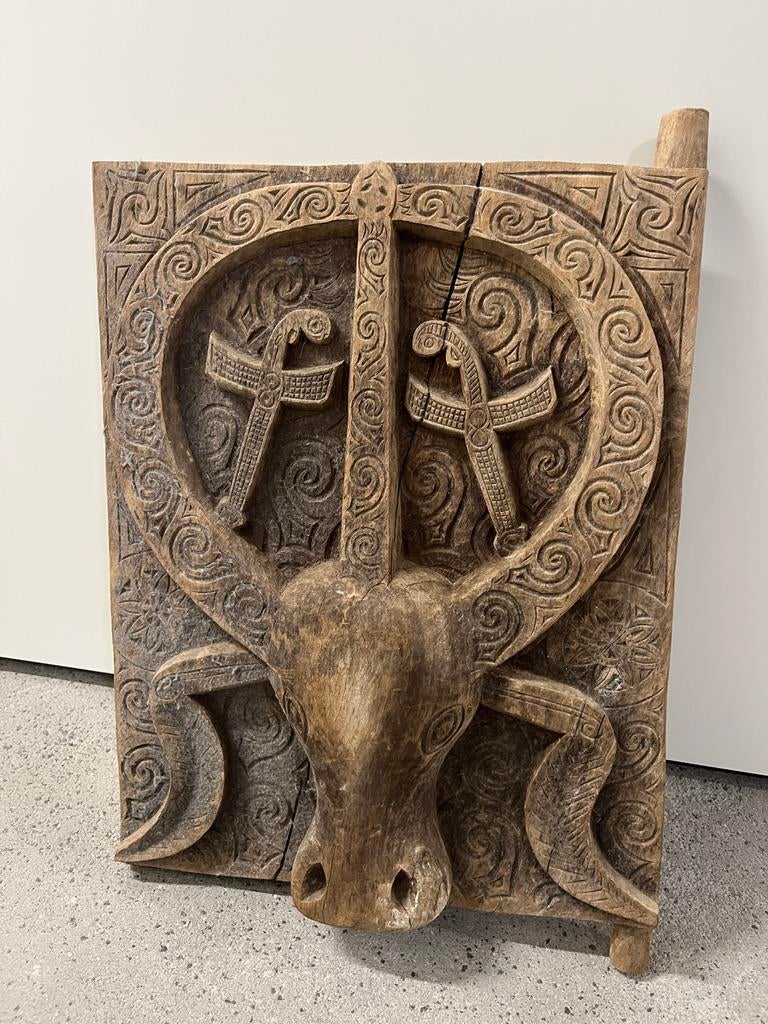 Houtsnijwerk deur Sulawesi, Indonesië, Ophalen of Verzenden