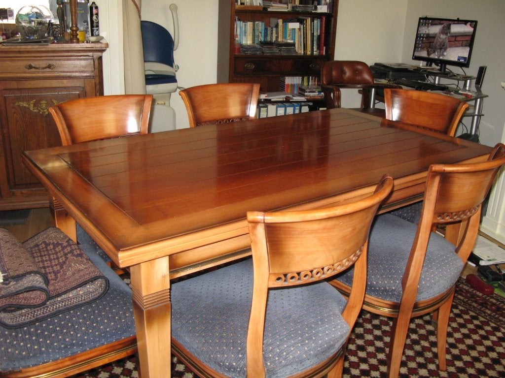 Eettafel + 6 stoelen, Ophalen, Gebruikt, Klassiek, 50 tot 100 cm