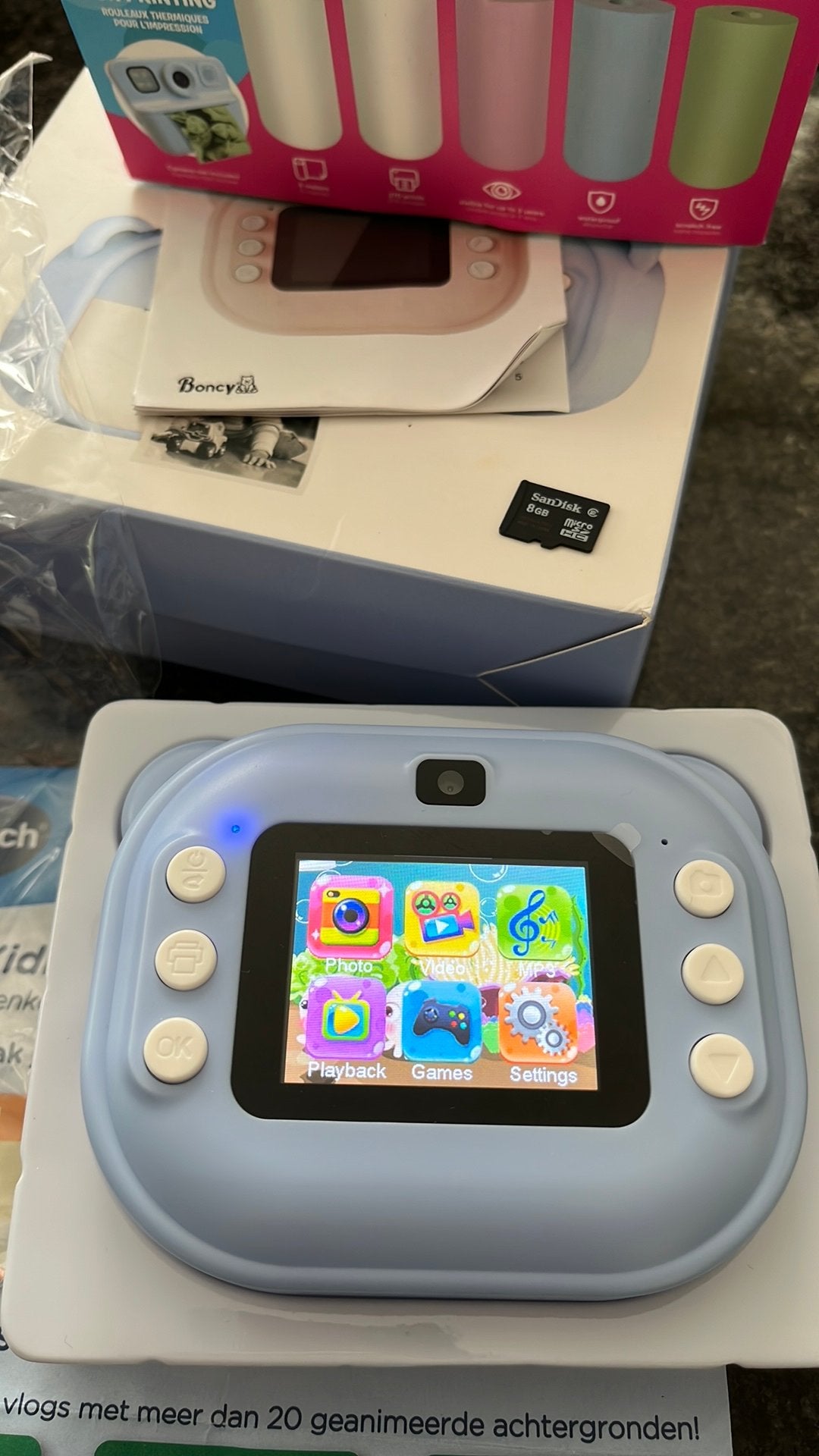 Boncy digitale kinder camera met printer en rollen papier, Audio, Tv en Foto, Fotocamera's Digitaal, Ingebouwde flitser, Nieuw