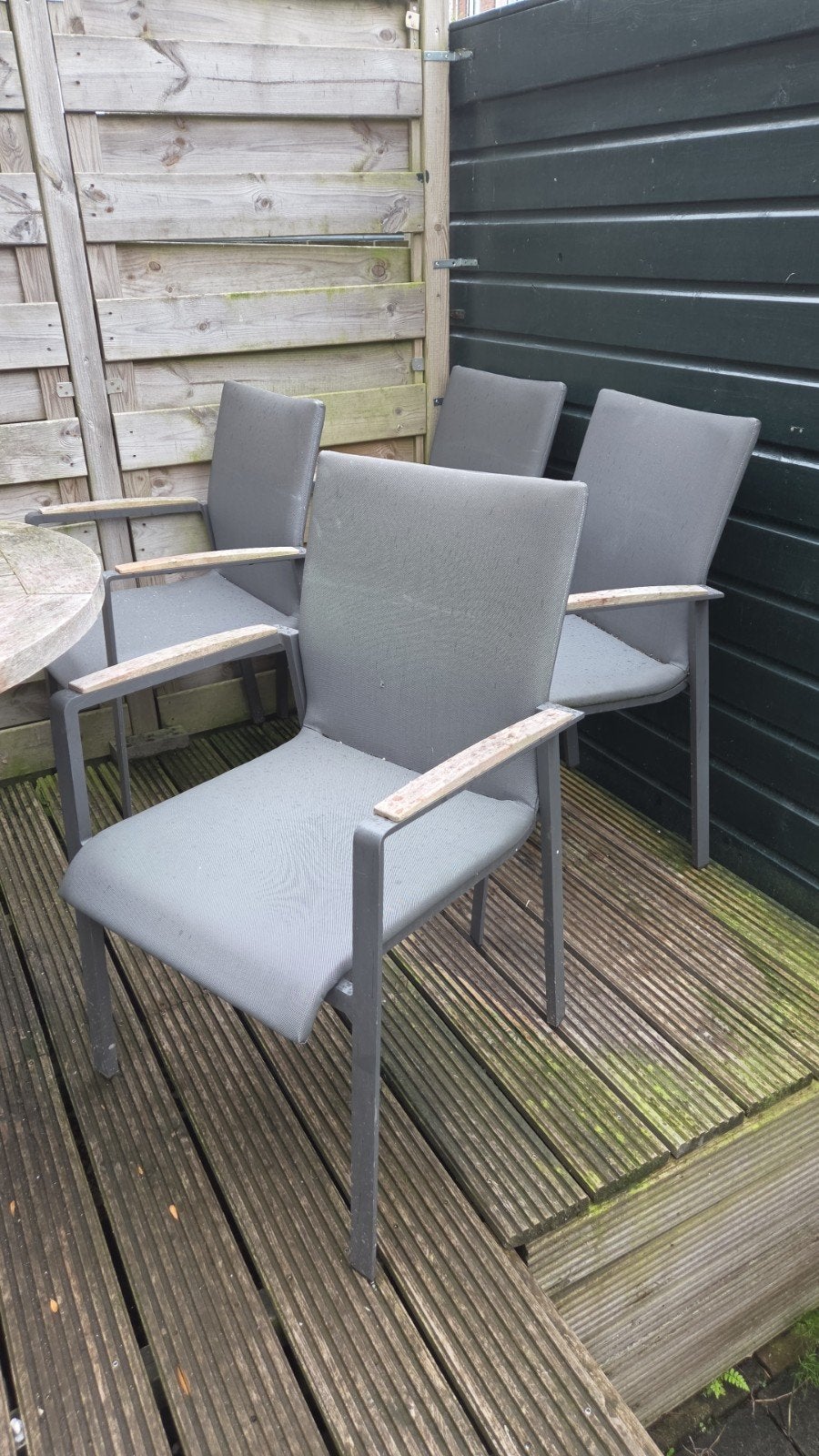 6 tuinstoelen, grijs, Ophalen, Gebruikt, Metaal