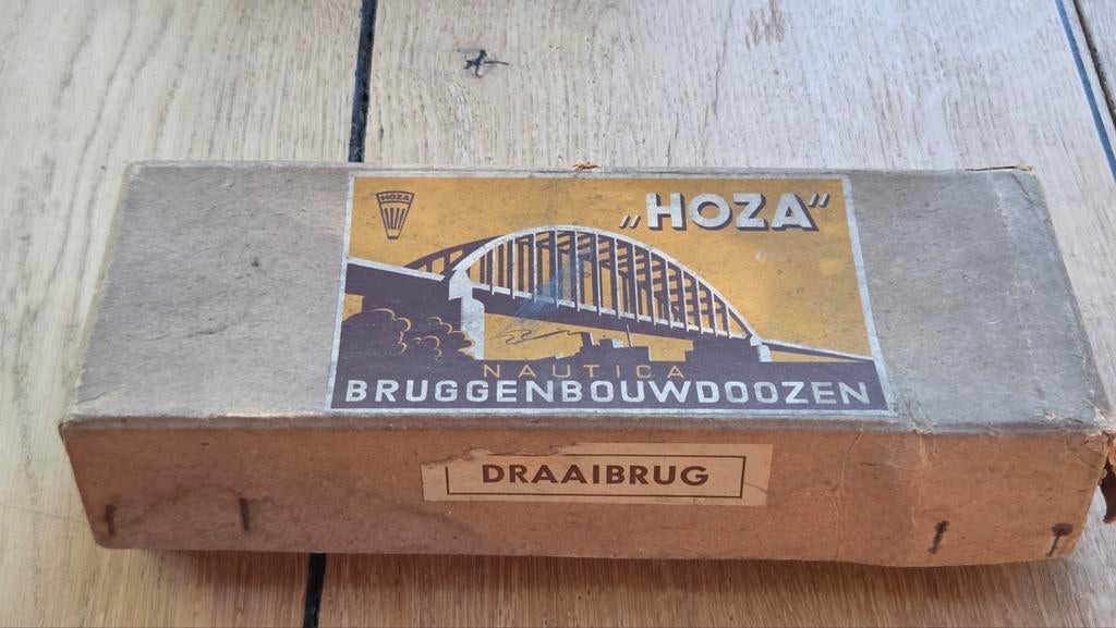 Antiek houten speelgoed Nautica bouwdoos HOZA brug Zaandam, Verzenden