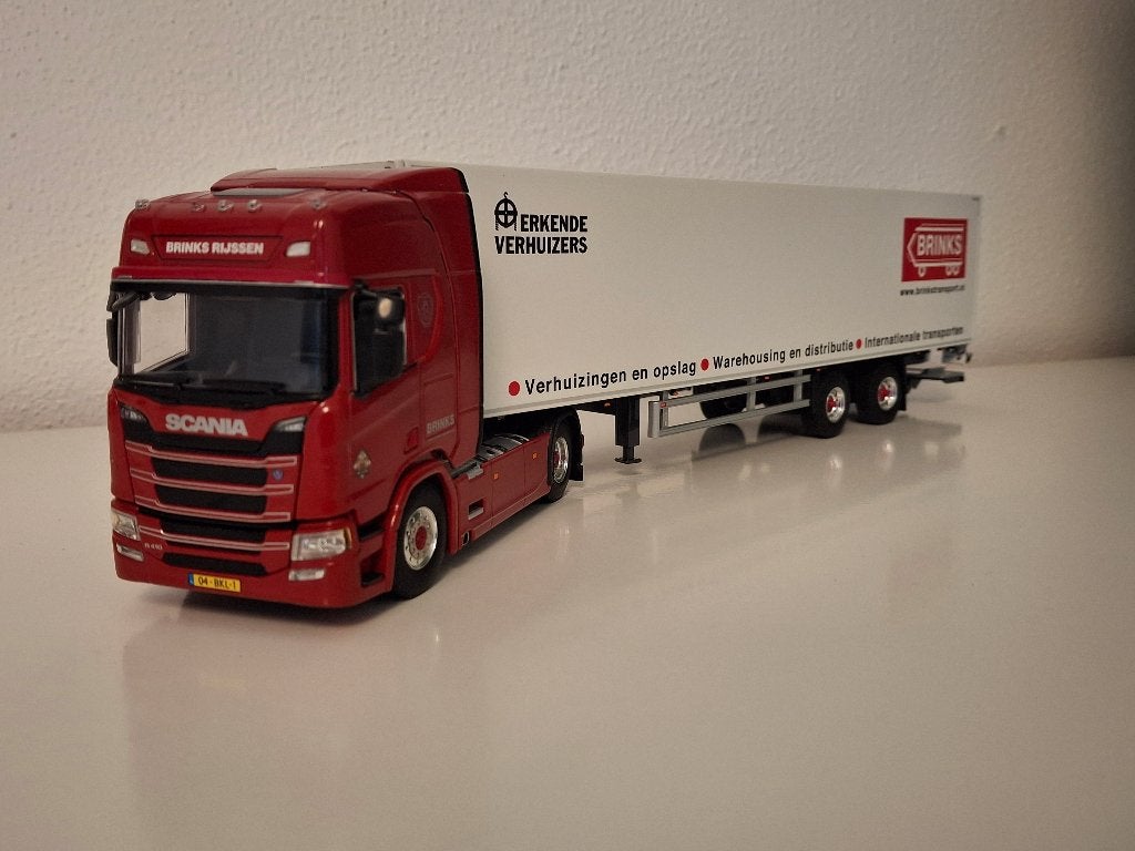Scania R NG 4x2 met 2-as oplegger Brinks Rijssen WSi 1/50, Ophalen of Verzenden, Nieuw, Bus of Vrachtwagen, Wsi