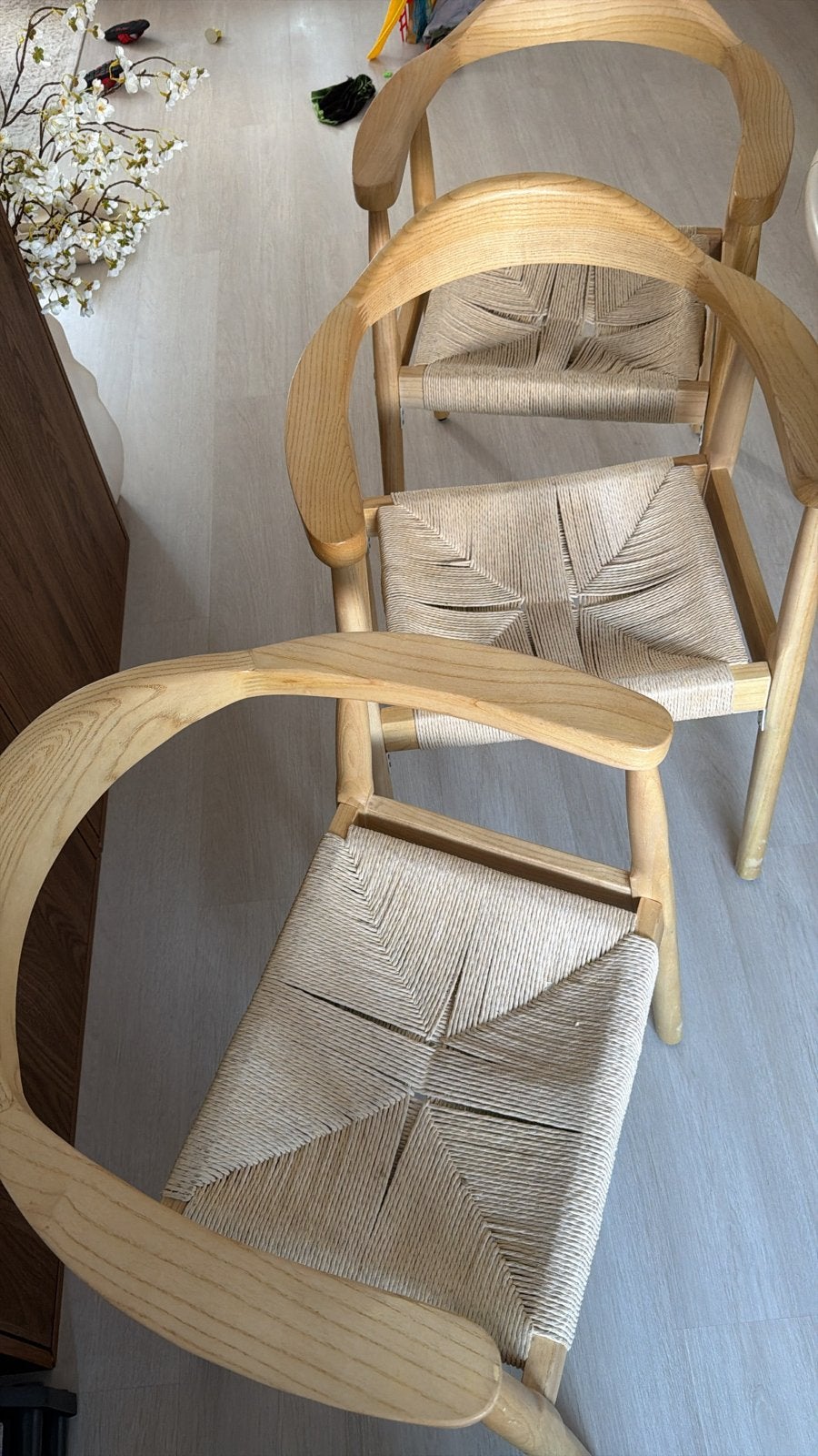 4 Rotan Japandi Eetkamerstoelen, Ophalen, Overige kleuren, Zo goed als nieuw, Vier