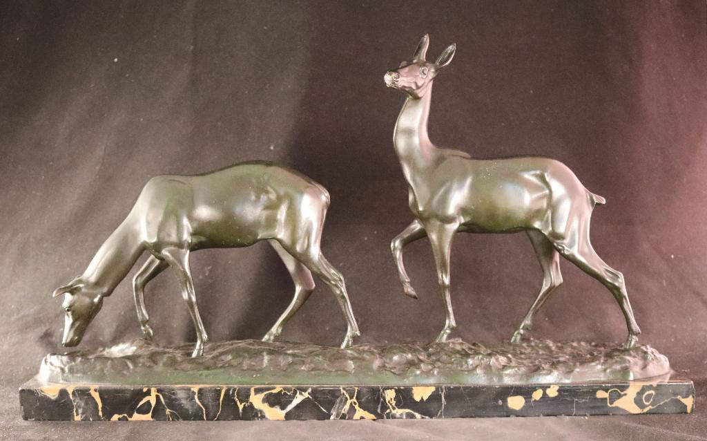 Groot antiek bronzen Art Deco beeld, Ophalen