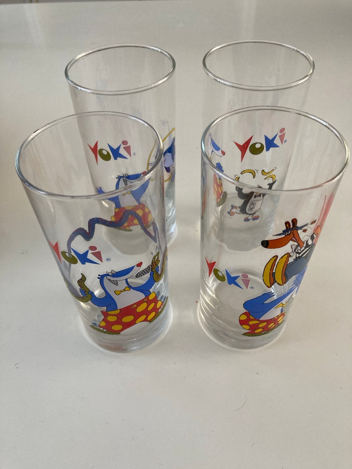Set van 4 Yoki glazen - Vintage drinkglazen, Glas of Glazen, Overige merken, Ophalen of Verzenden, Overige stijlen