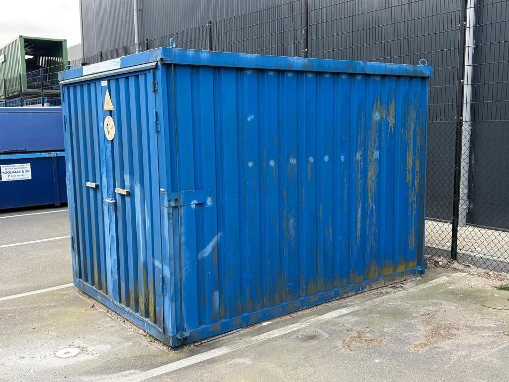 Brandwerende opslagcontainer Hiltra BS-3 met Lekbak Milieu, Doe-het-zelf en Verbouw, Ophalen, Gebruikt, Blauw