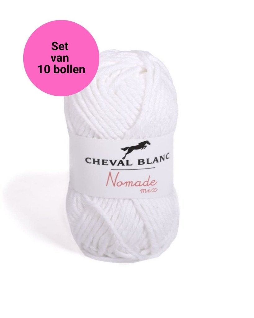 nomade wit - dik acryl / katoengaren - 10 bollen, Ophalen of Verzenden, Nieuw, Breien of Haken, Wol of Garen