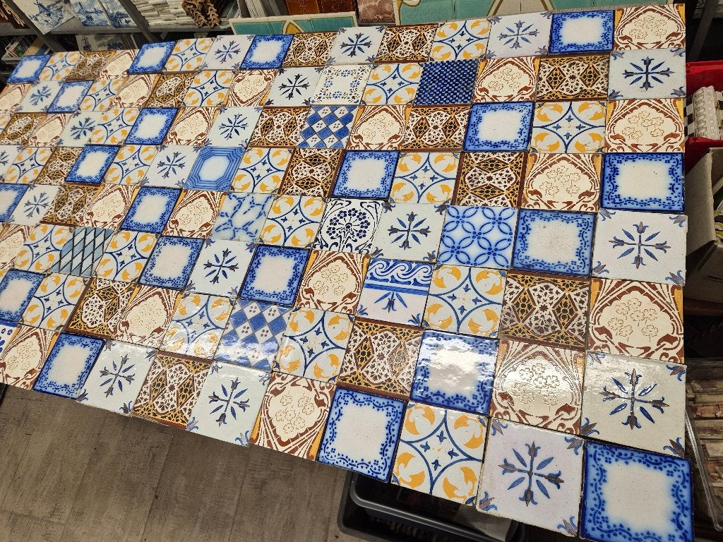 120 stuks antieke Franse tegels unieke kleurrijke mix, Antiek en Kunst, Ophalen