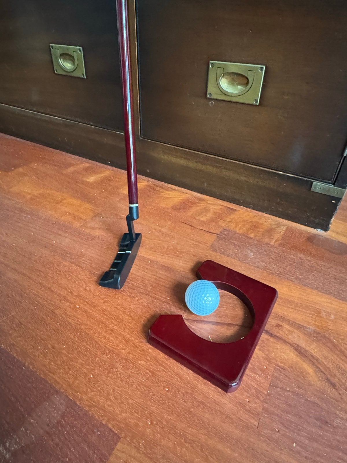 Golf putter set in luxe houten koffer, Sport en Fitness, Ophalen, Zo goed als nieuw, Set, Overige merken