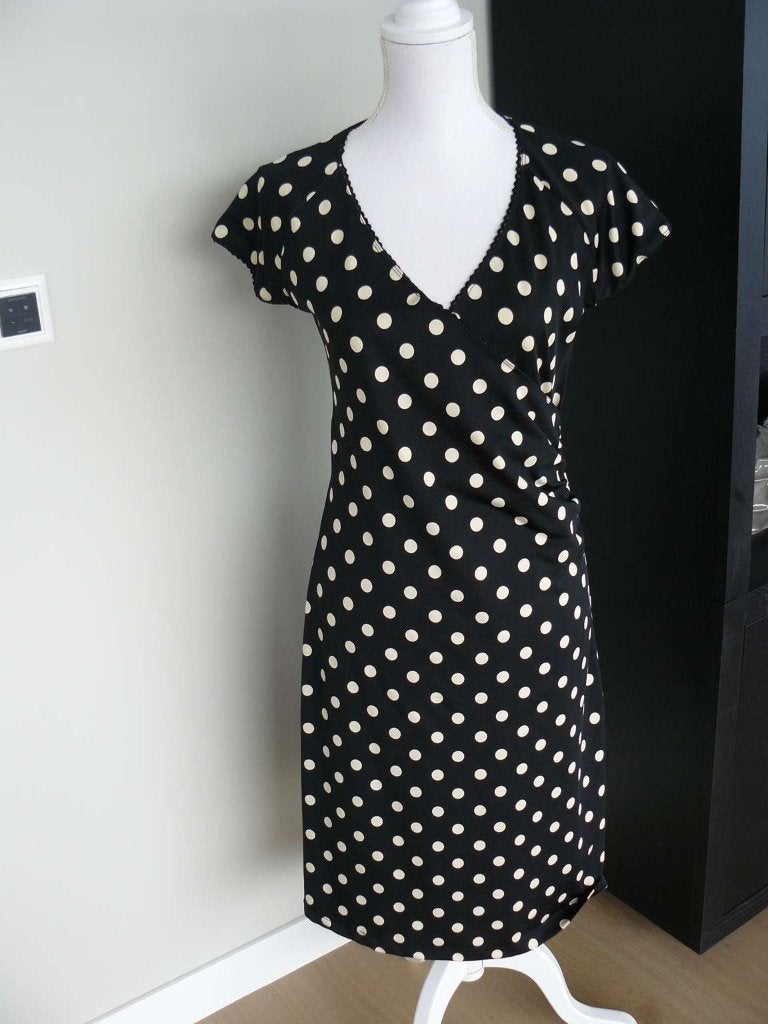 King Louie cross dress maat M in zwart/wit polkadot., Maat 38/40 (M), Zwart, Ophalen of Verzenden, Zo goed als nieuw