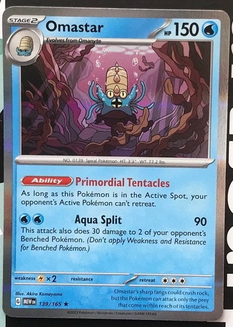 Pokemon - Omastar (MEW 139) - Holo rare.., Ophalen of Verzenden, Nieuw, Losse kaart, Foil