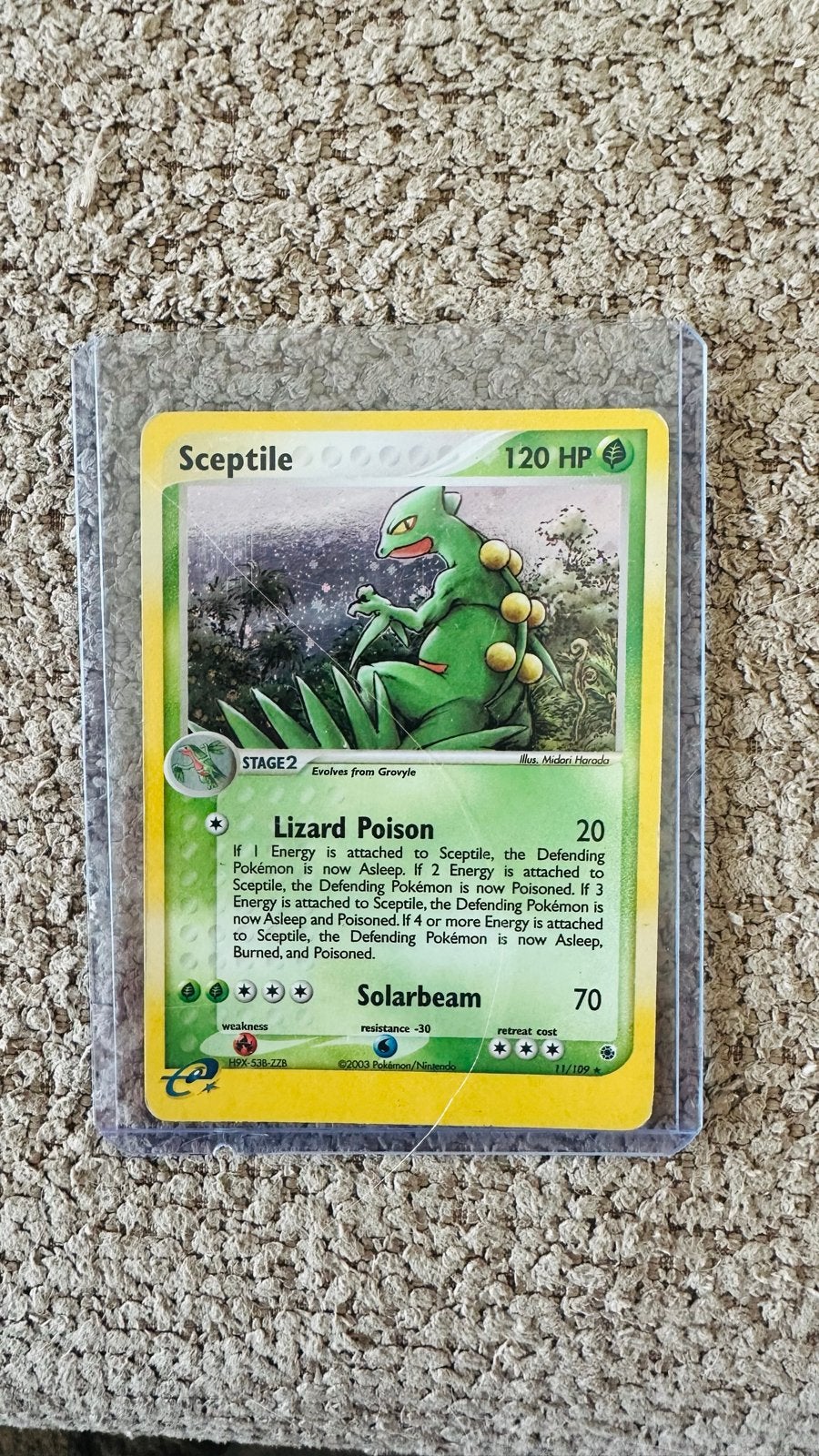 Pokémon Kaart: Sceptile 11/109 Holo Rare EX Ruby & Sapphire, Ophalen of Verzenden, Zo goed als nieuw, Losse kaart, Foil