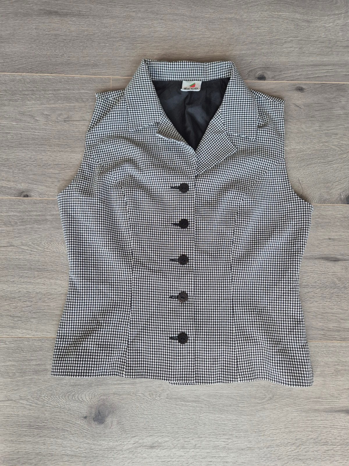 Vintage Ecco Geruit Gilet / Tailored Waistcoat Pied-de-Poul, Ecco, Overige kleuren, Ophalen of Verzenden, Zo goed als nieuw