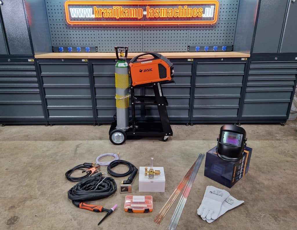 Compleet pakket! Jasic EVO TIG200P PFC DC pulse 230v, Ophalen of Verzenden, Nieuw, 150 tot 250 ampère, Tig