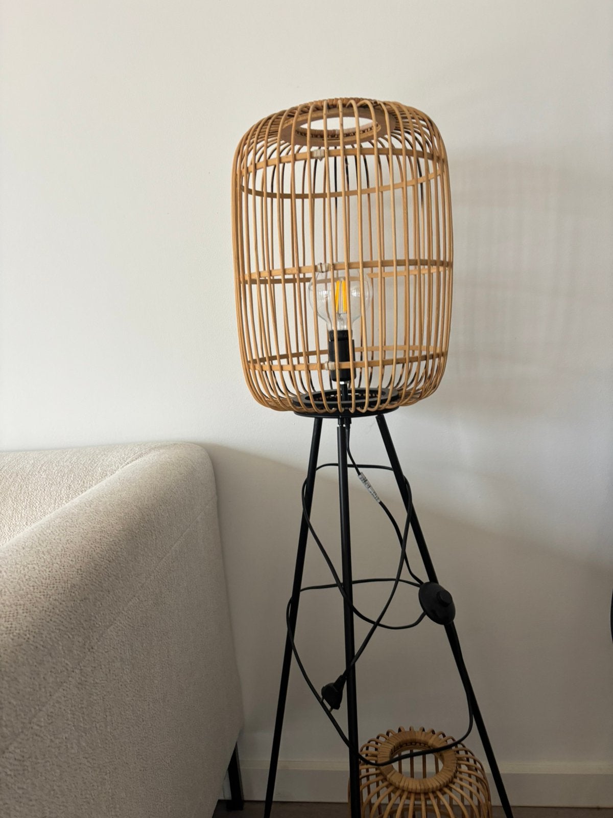 Rotan sta en tafel lamp van Kwantum, Huis en Inrichting, Ophalen, Zo goed als nieuw, Minder dan 100 cm