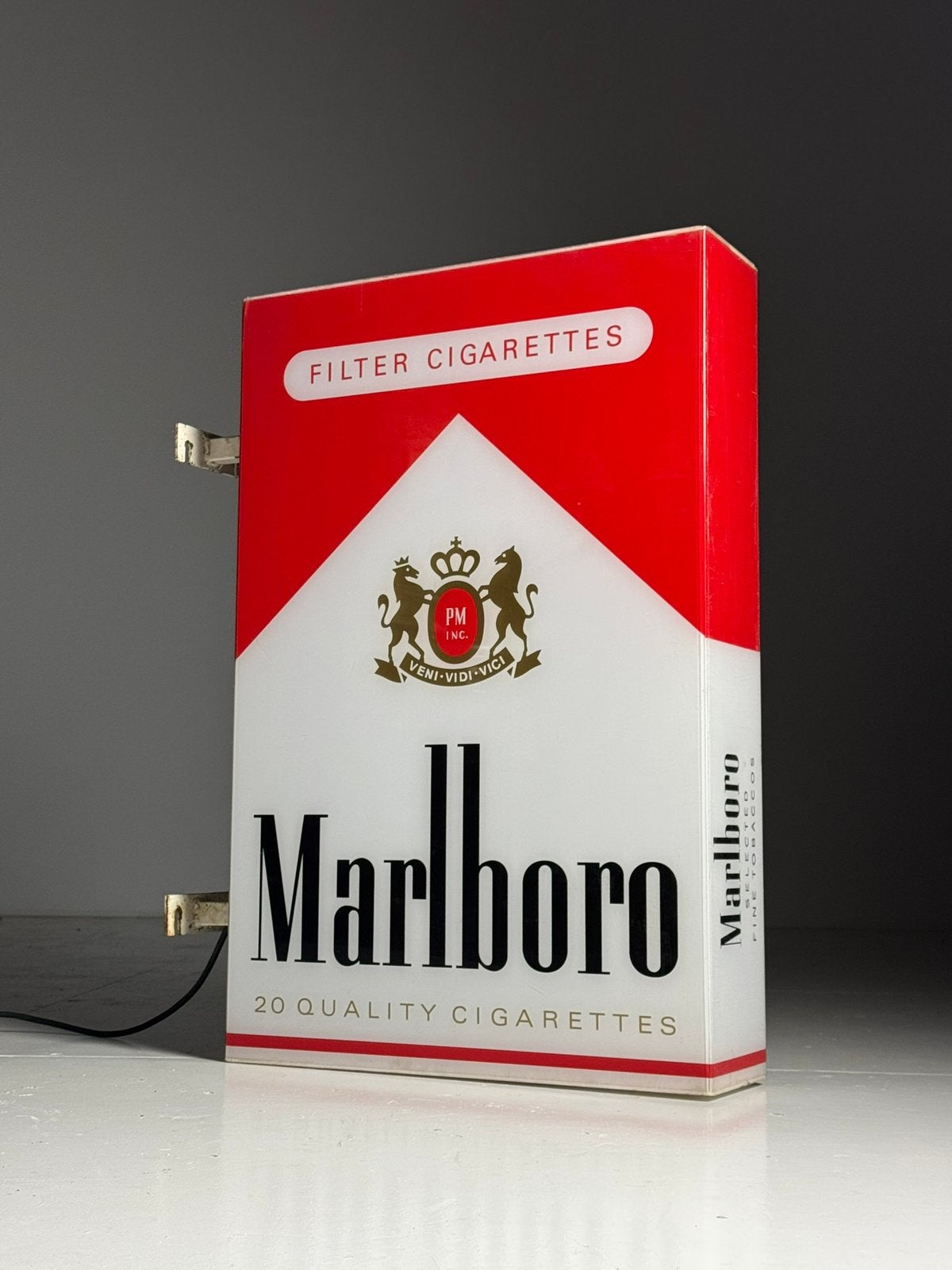 Marlboro lichtbak reclame bord vintage, Ophalen, Gebruikt, Lichtbak of (neon) lamp