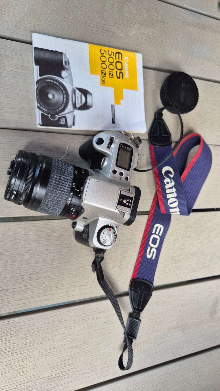 Canon EOS 500N Spiegelreflexcamera met lens en handleiding, Audio, Tv en Foto, Fotocamera's Analoog, Ophalen of Verzenden, Gebruikt