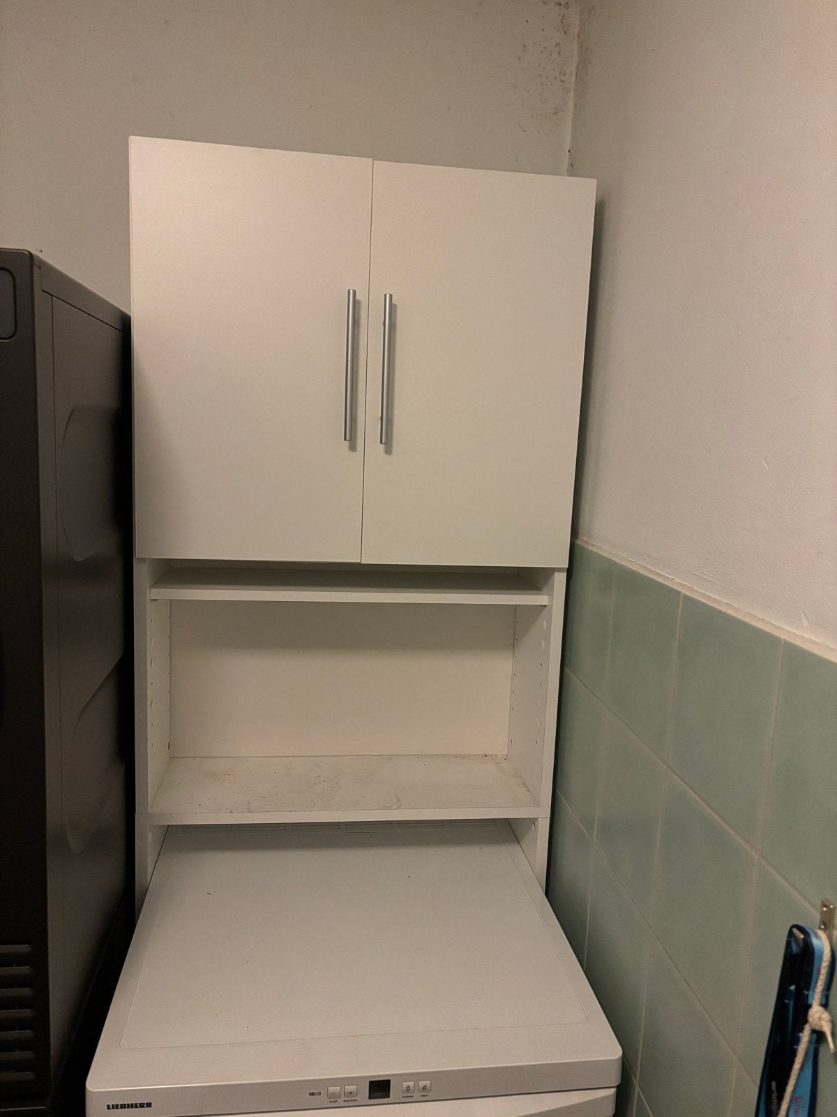 Witte kast met planken boven wasmachine/droger, Ophalen, Gebruikt