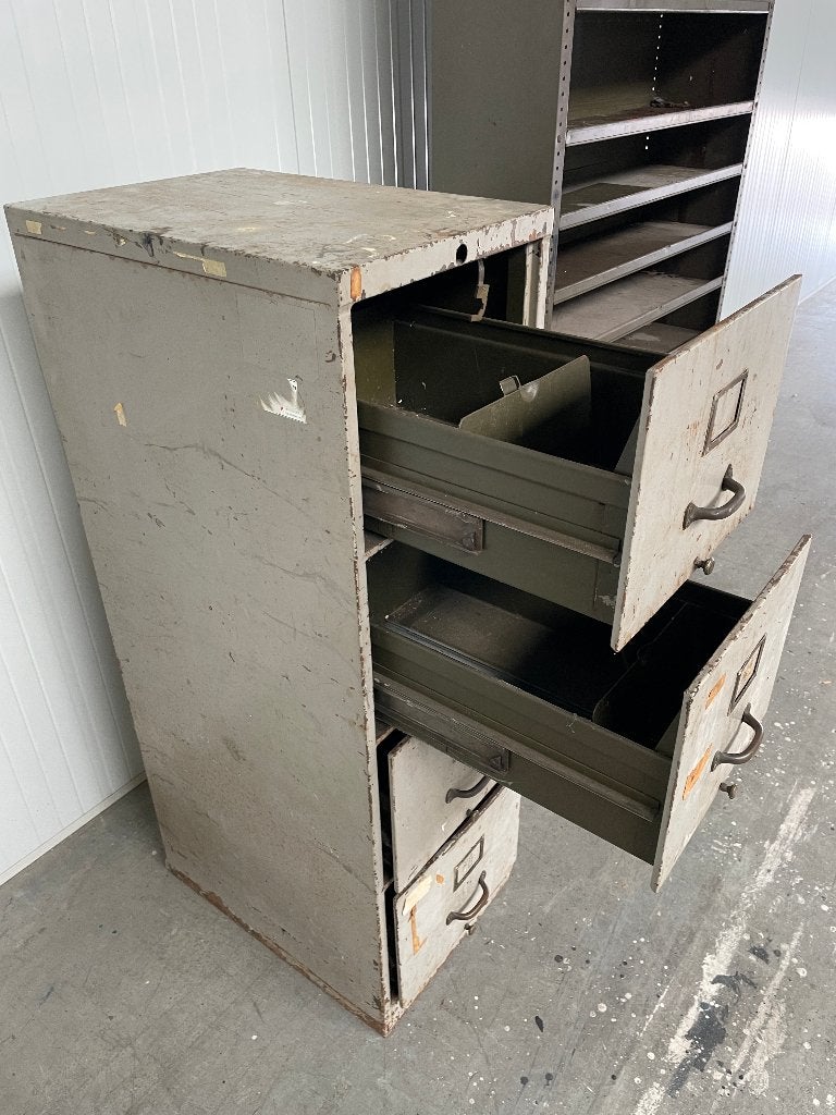 Industriële Ladekast Brocante Archiefkast Leger kast Vintage, Ophalen, Gebruikt, 50 tot 100 cm, 3 of 4 laden