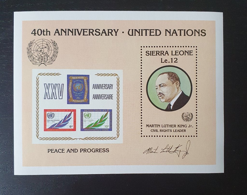 Sierra Leone 1985 VN Martin Luther King Michel blok 41 pf, Verzenden, Postfris, Overige thema's