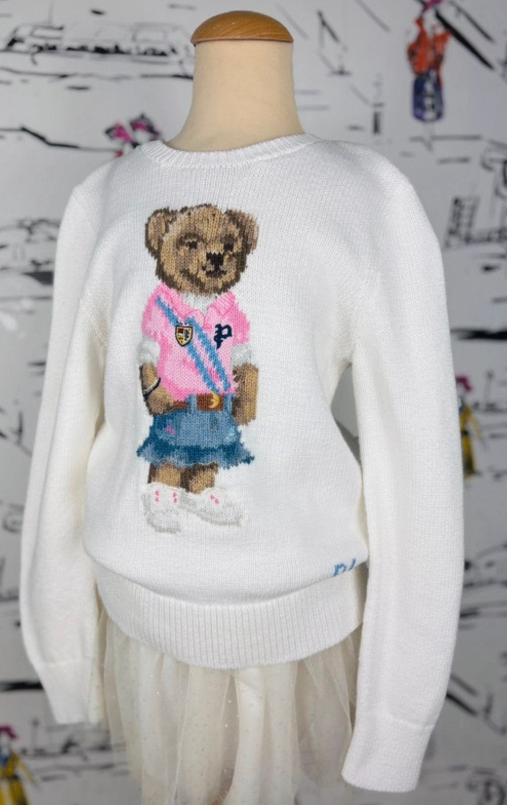 Ralph Lauren meisjes trui met beertje maat 8-10, Kinderen en Baby's, Kinderkleding | Maat 134, Meisje, Trui of Vest, Ophalen of Verzenden