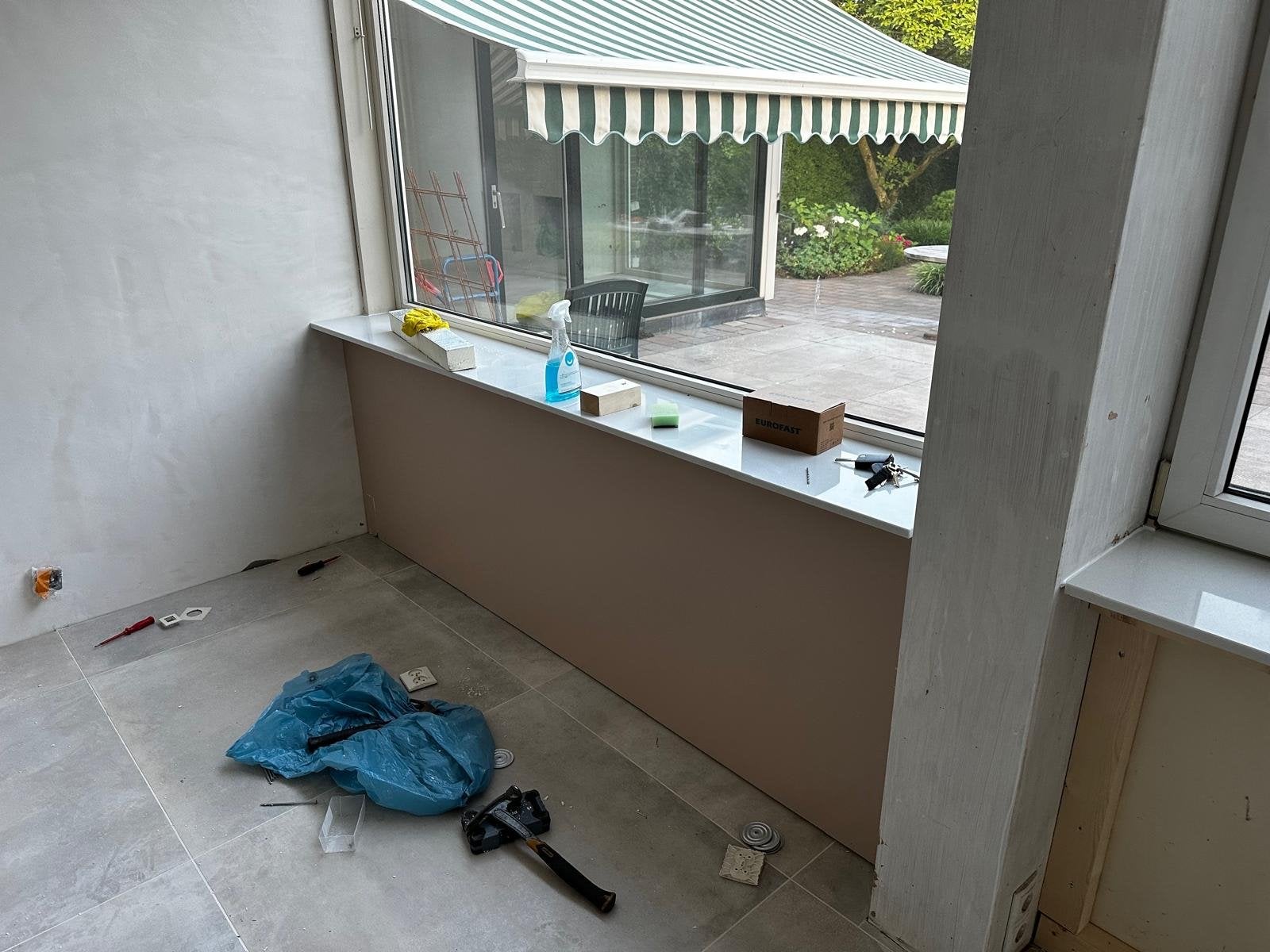 Zonnescherm 400x250 cm handbediend - Gratis af te halen, Ophalen of Verzenden, Zo goed als nieuw, 150 tot 300 cm, 250 cm tot 450 cm