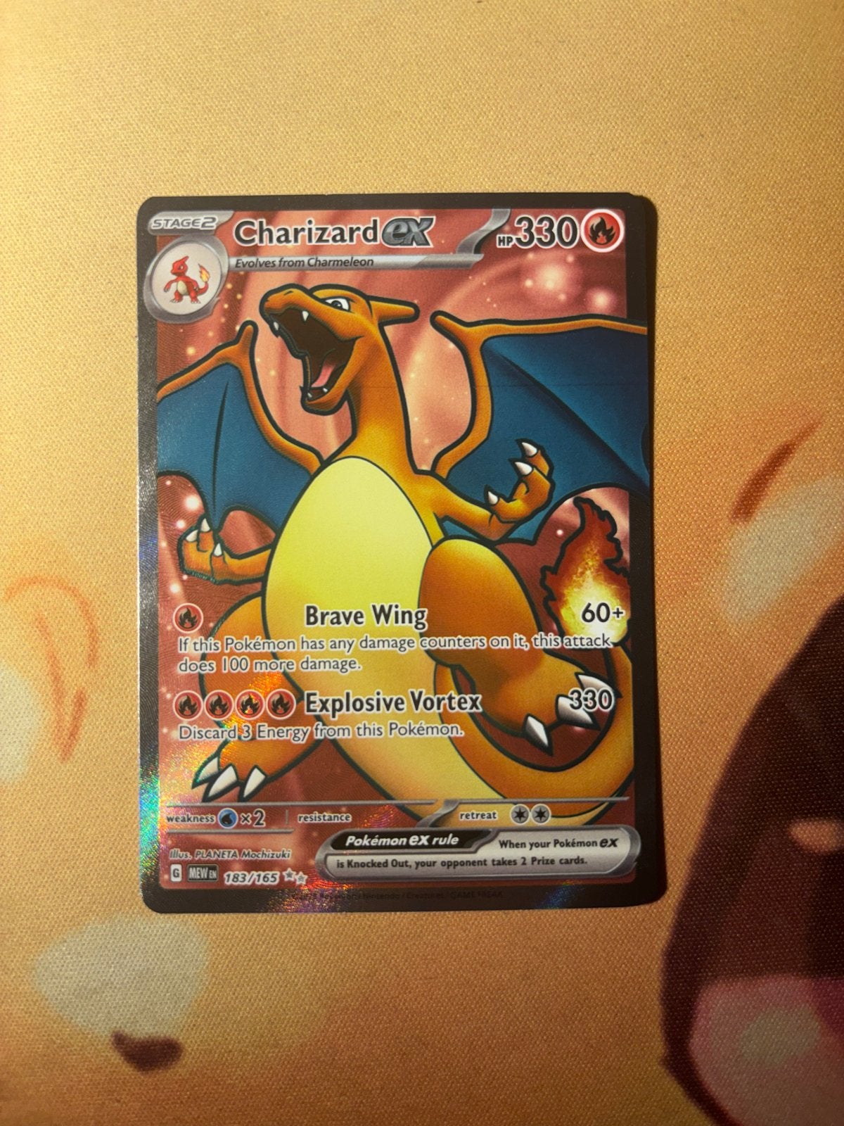 Charizard ex 183/165 (Full Art) - Pokémon 151, Ophalen of Verzenden, Zo goed als nieuw, Losse kaart, Foil