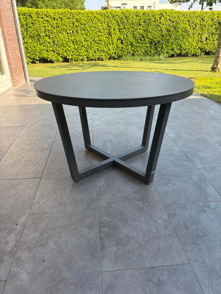 Life Outdoor Living tuintafel rond keramisch blad, Tuin en Terras, Ophalen, Zo goed als nieuw, Rond, Overige materialen