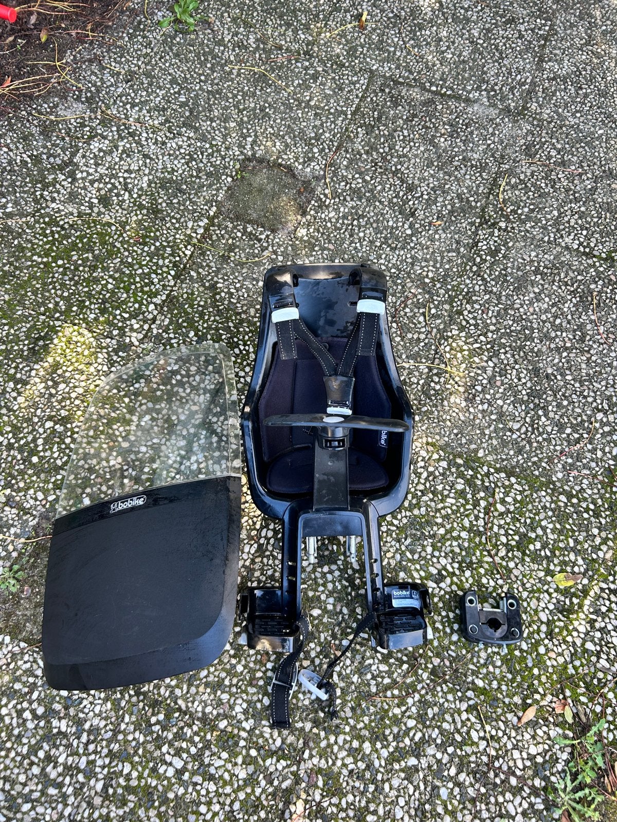 Bobike fietsstoeltje met windscherm, Ophalen, Gebruikt, Voetsteuntjes, Voorzitje