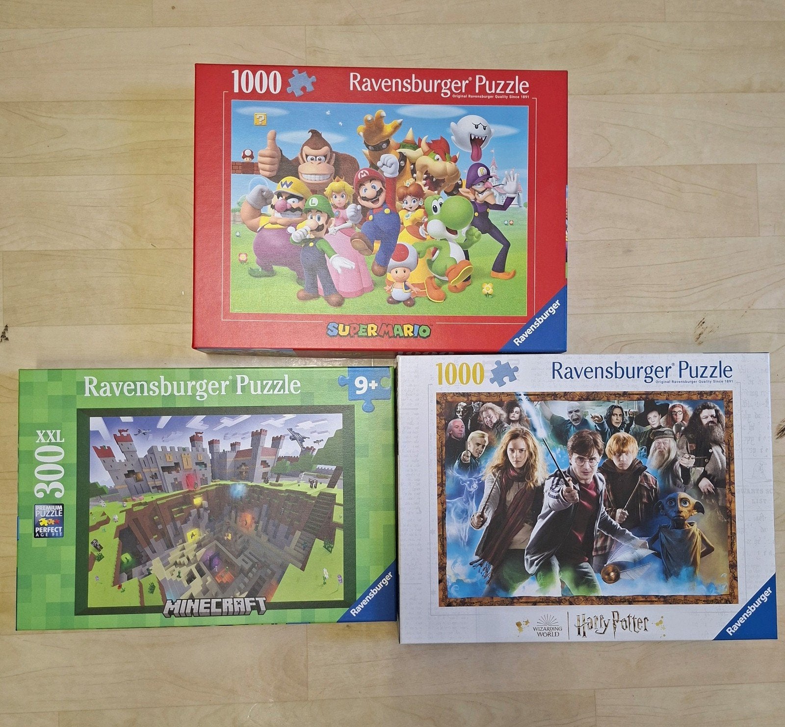 Ravensburger Puzzels: Super Mario, Minecraft, Harry Potter, Ophalen, 500 t/m 1500 stukjes, Gebruikt, Legpuzzel