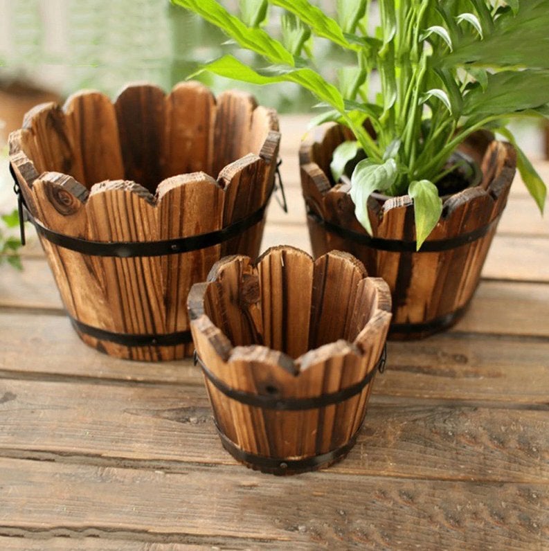 Houten Ronde Bloempot Bloembak Hout Boom Plantenbak Pot Bak, Minder dan 30 cm, Verzenden, Rond, Nieuw
