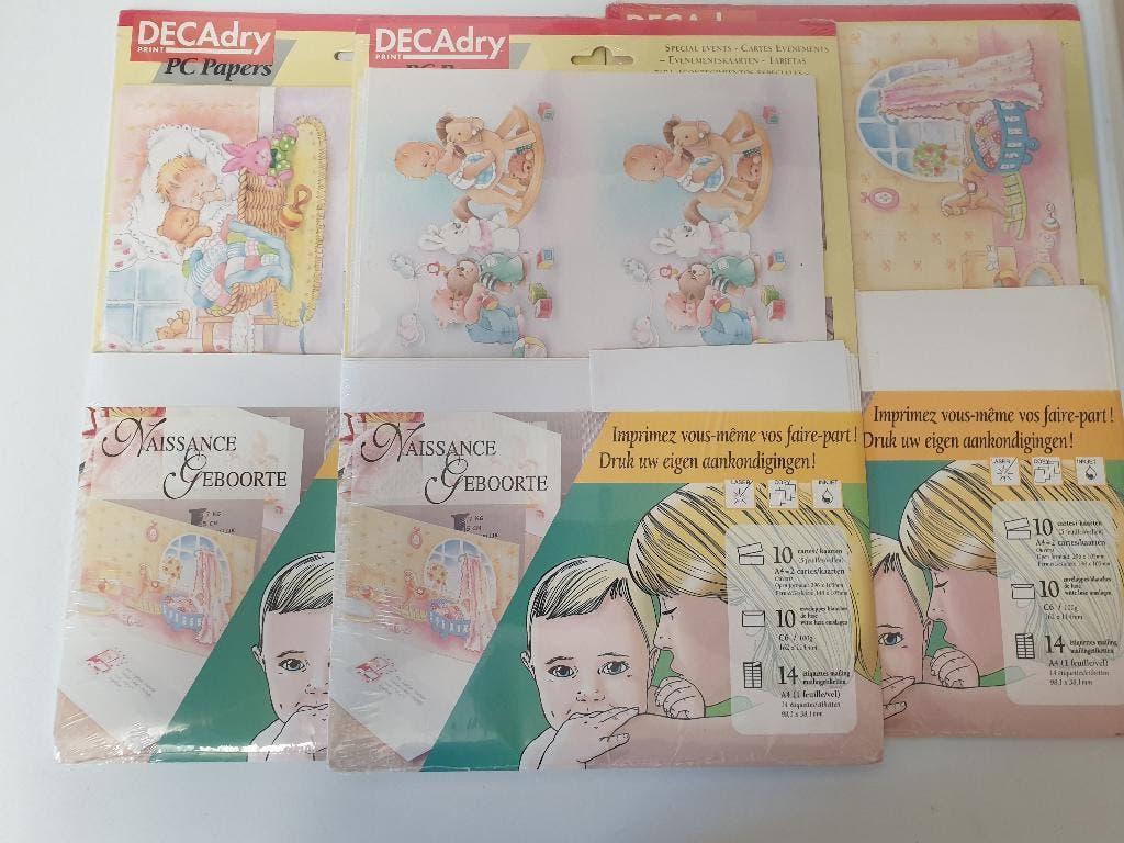 Nieuw/Geseald- Geboortekaarten - 3 sets, Ophalen of Verzenden, Nieuw, Man of Vrouw, Blanco kaart of Basiskaart