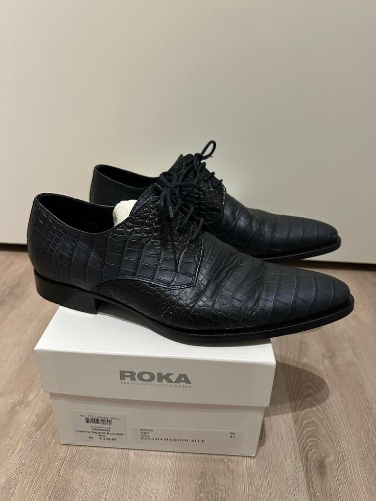 Roka Panama Majestic Blue herenschoenen, maat 42, Blauw, Ophalen of Verzenden, Zo goed als nieuw, Veterschoenen