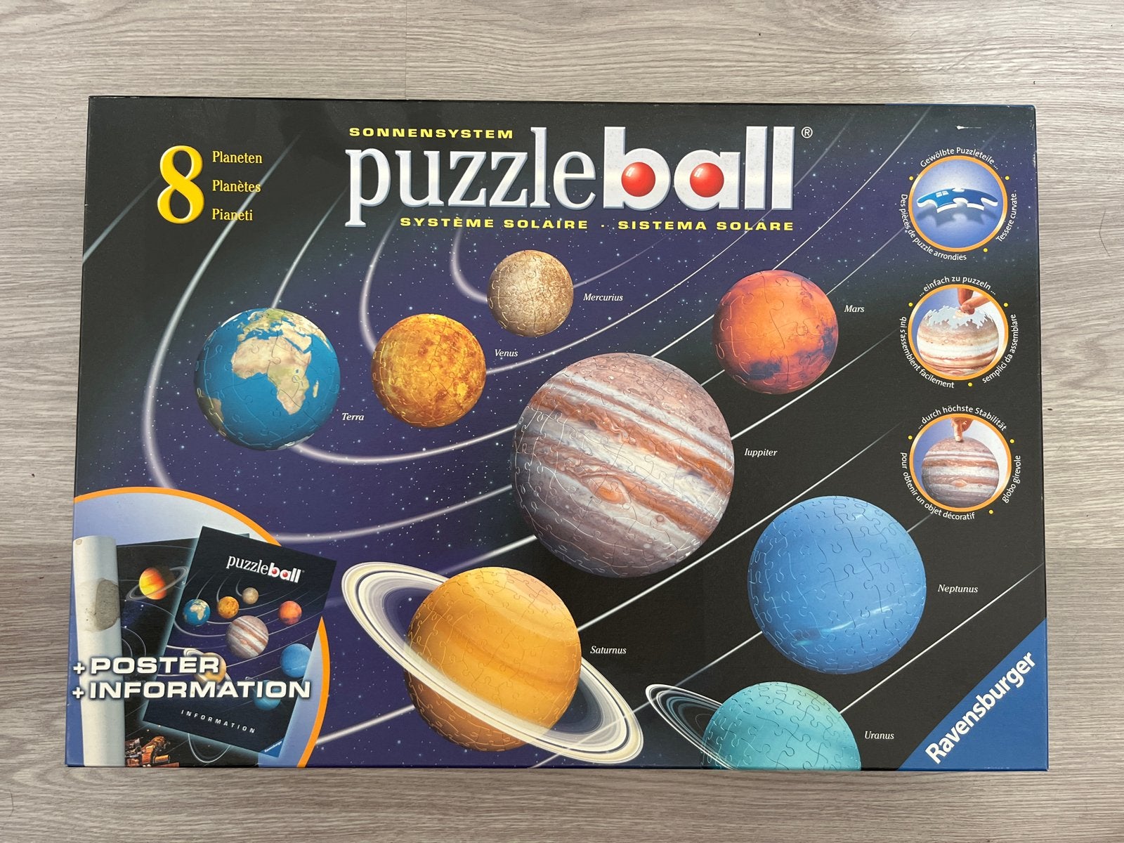Ravensburger Vintage Puzzleball Zonnestelsel - 8 Planeten, Ophalen, Meer dan 50 stukjes, Nieuw, 6 jaar of ouder