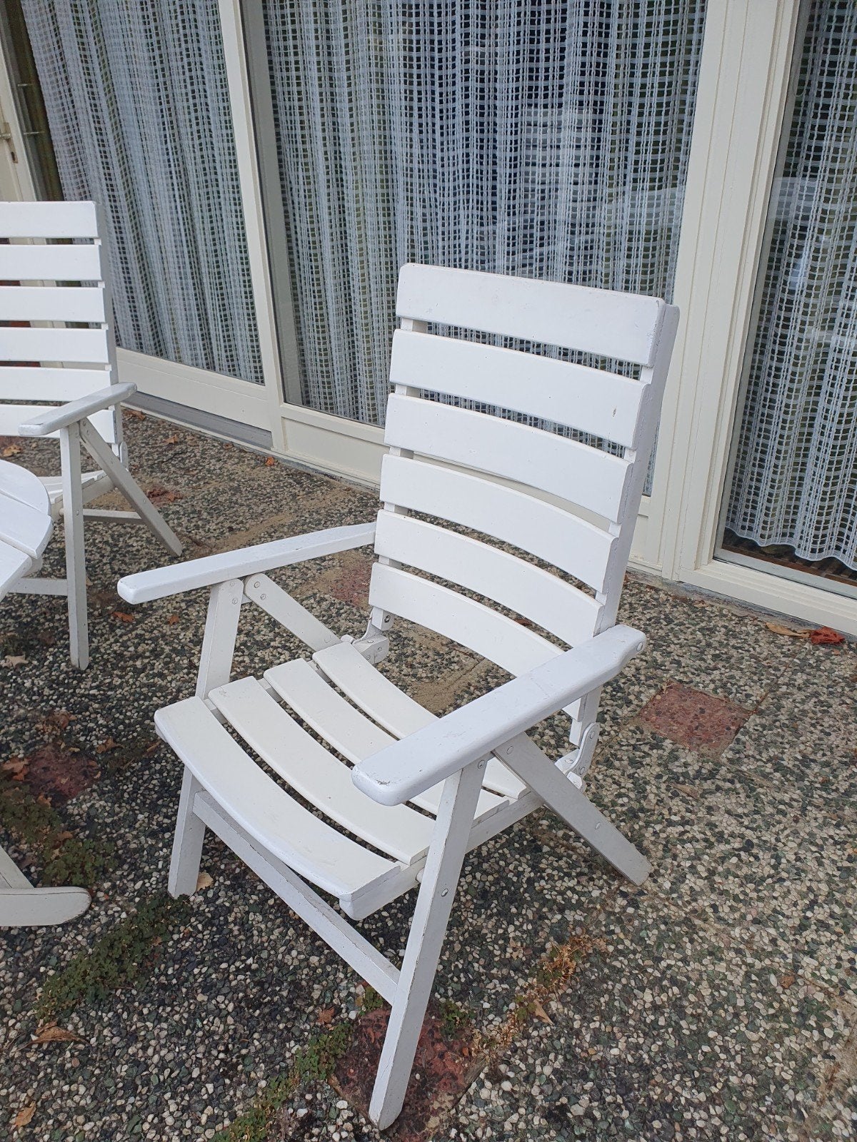houten, wit gelakt tuinstoelen., Ophalen, Gebruikt, Hout