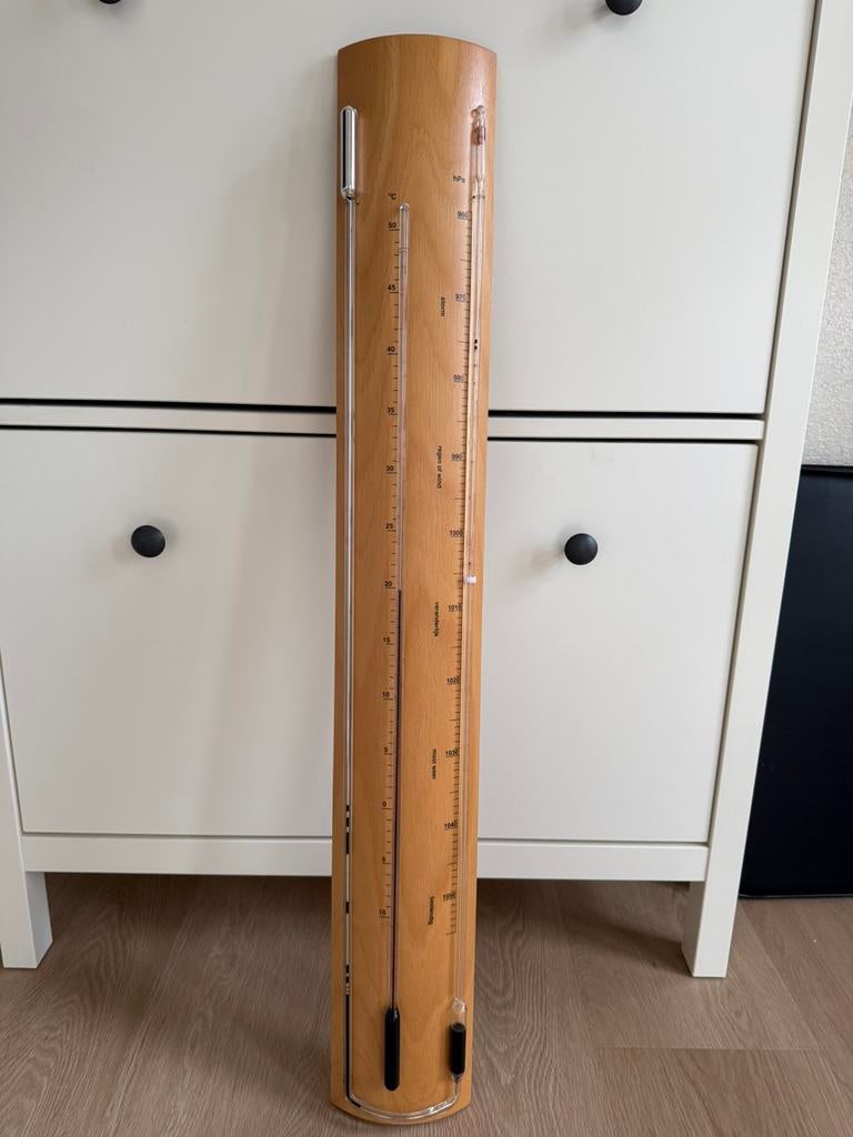 Kwikbarometer en thermometer (vloeistof en kwik gemengd!), Audio, Tv en Foto, Weerstations en Barometers, Ophalen, Gebruikt, Barometer