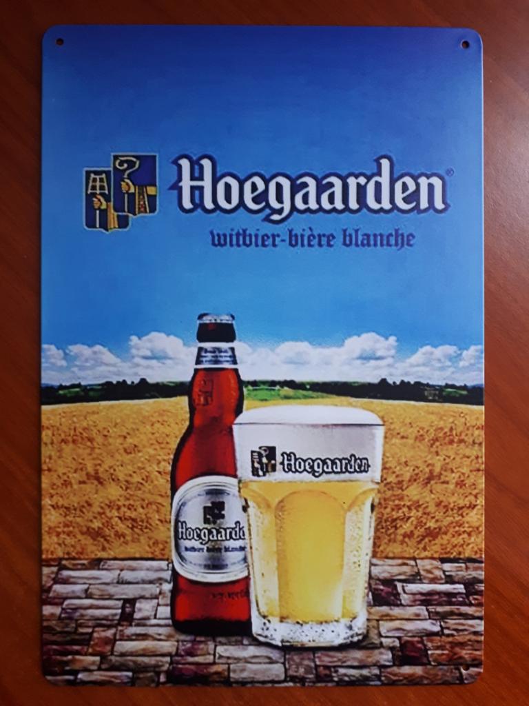 Hoegaarden 20x30 cm Metalen Reclamebord, Ophalen of Verzenden, Nieuw, Reclamebord, Plaat of Schild, Overige merken