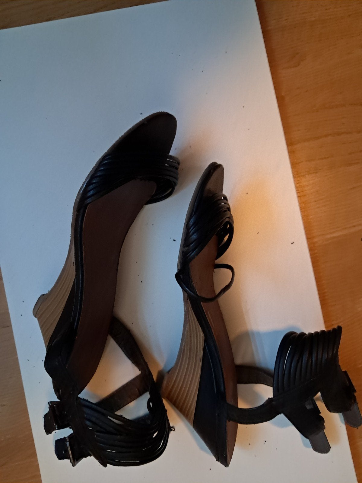 Zwarte sleehak sandalen, Ophalen of Verzenden, Gedragen, Zwart, Sandalen of Muiltjes