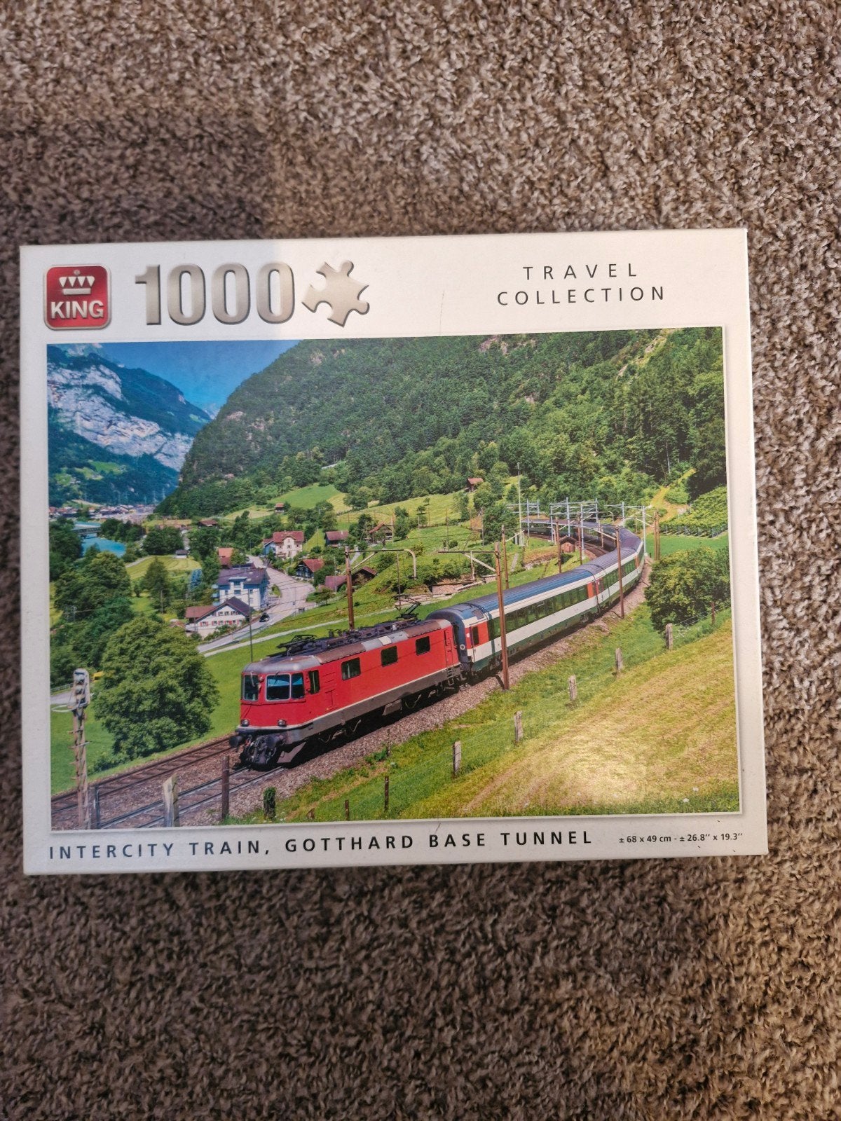 King Legpuzzel 1000 stukjes Intercity Trein Gotthard, Ophalen of Verzenden, 500 t/m 1500 stukjes, Gebruikt, Legpuzzel